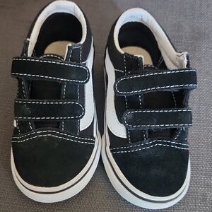 Vans Kids Black and White Velcro Sneakers